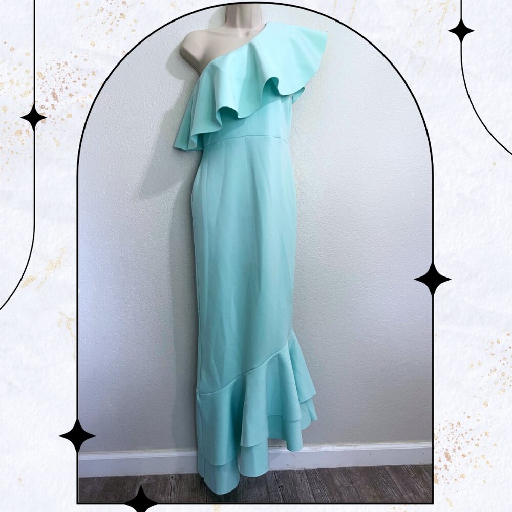 NWT ASOS Asymmetrical Maxi Gown in Mint Green, Size US 6,